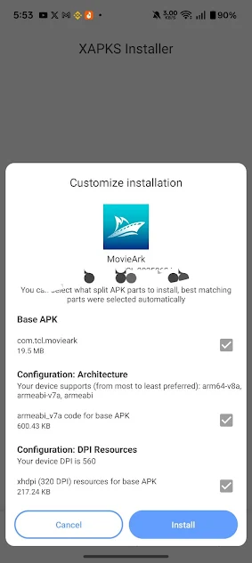 Screenshot of Movie Ark